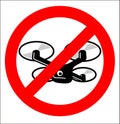 Simple drone symbol prohibition sign Royalty Free Stock Photo